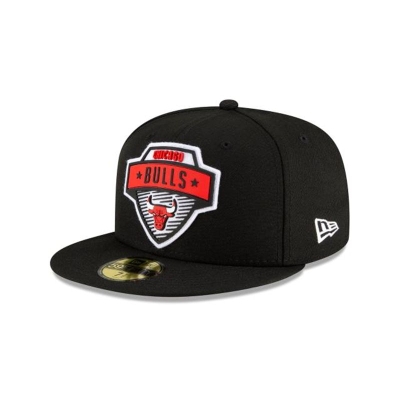 Black Chicago Bulls Hat - New Era NBA Tip Off Edition 59FIFTY Fitted Caps USA6709182